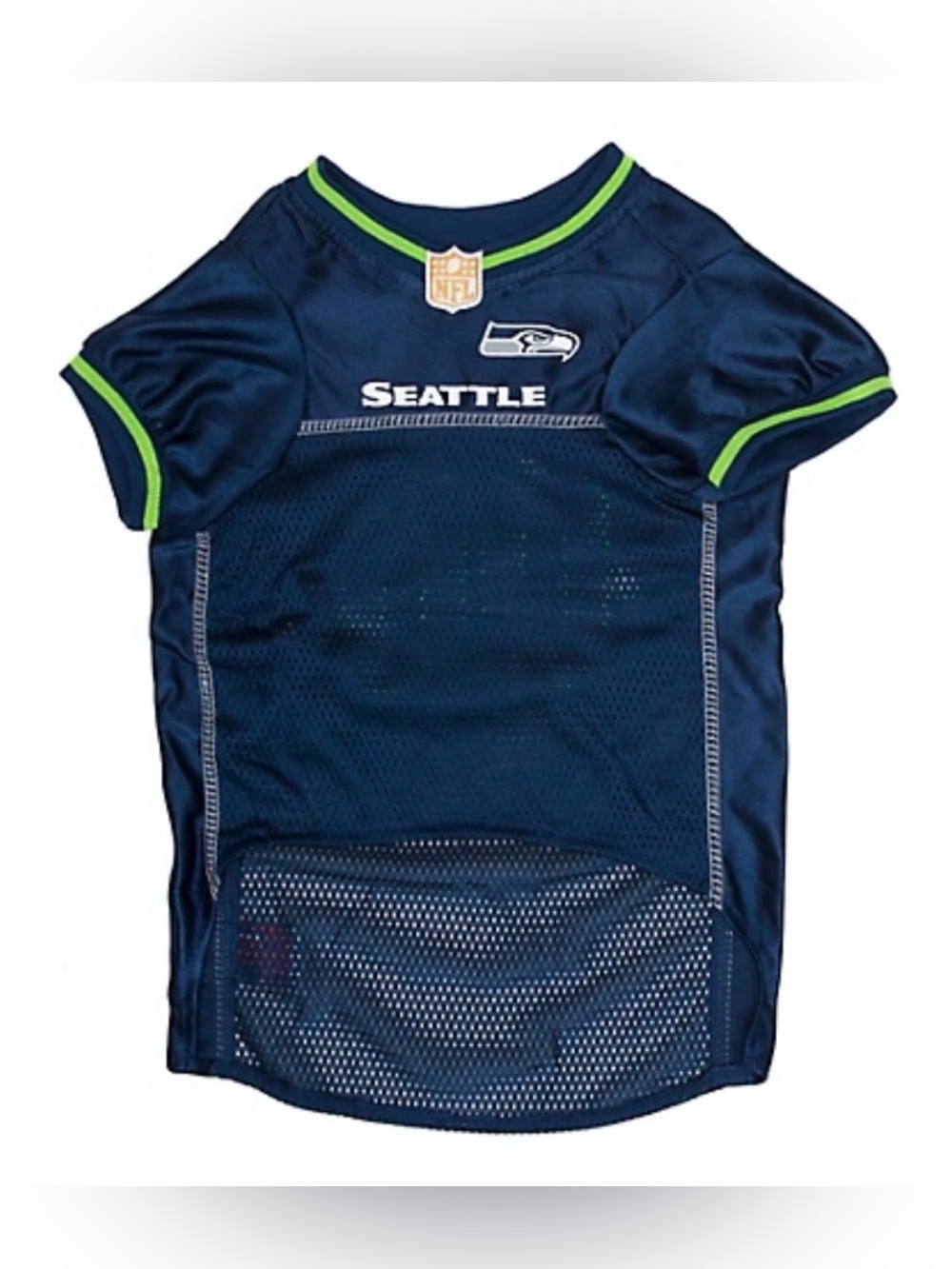 NFL Seattle Dog Jersey in Navy and Neon Green